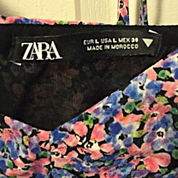 Zara Ditsy Floral Puff Sleeve Midi Dress XS Pink Purple Cottage Romantic - Picture 4 of 6